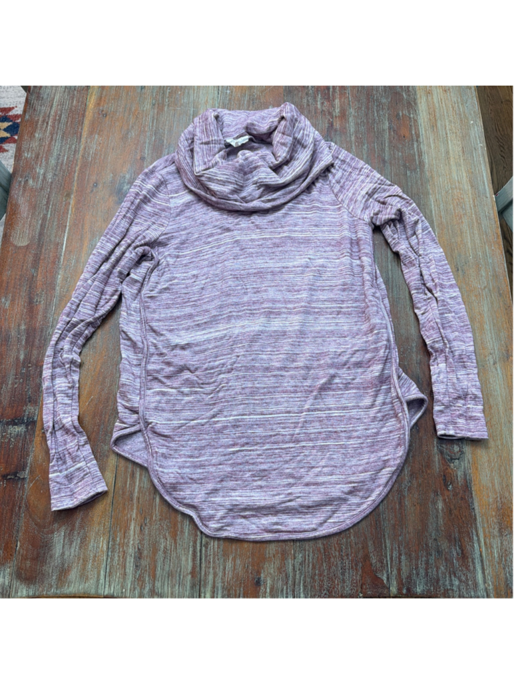 LOFT Outlet Lounge Space Dye Cowl Neck Tunic Top Soft Knit Shirt Mauve Pink S